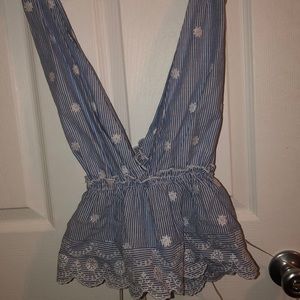 Striped Floral Peplum tank